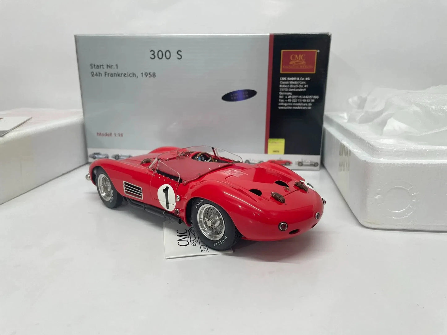 CMC 1:18 300S #1 1958 24h France Simulation Limited Edition All Open Alloy Metal Static Car Model Toy Gift