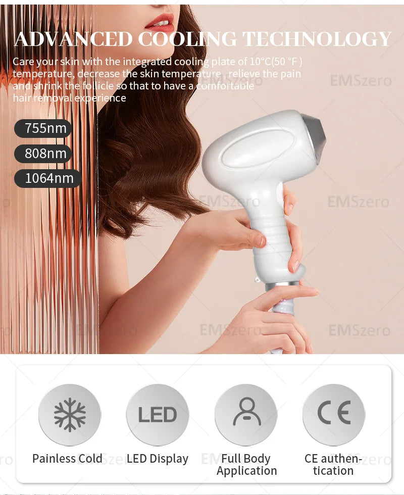 4000W Titanium Diode Laser Epilator Permanent Hair Removal Professional Laser 3 Wavelength 755 808 1064nm Painless Hair Removal