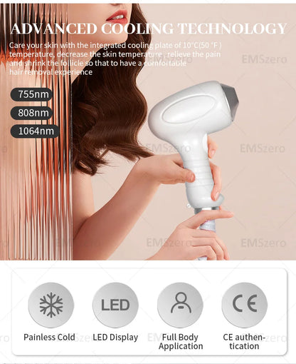 4000W Titanium Diode Laser Epilator Permanent Hair Removal Professional Laser 3 Wavelength 755 808 1064nm Painless Hair Removal