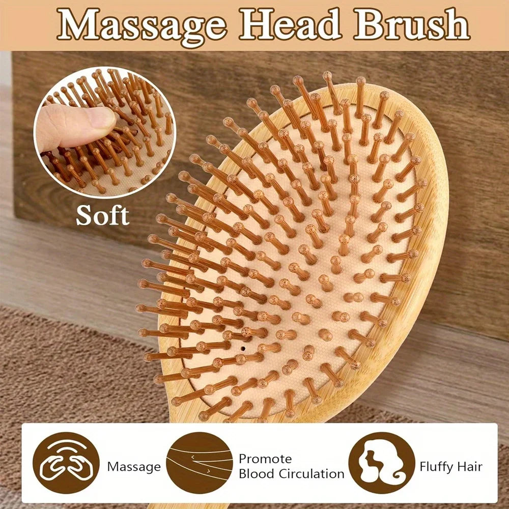Natural Wood Comb Bamboo Air Cushion Comb High Elastic Head Smooth Hair Not Knotted Practical Comb Hair Loss Massage Brush