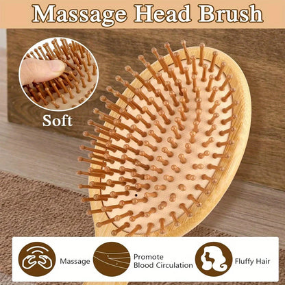 Natural Wood Comb Bamboo Air Cushion Comb High Elastic Head Smooth Hair Not Knotted Practical Comb Hair Loss Massage Brush