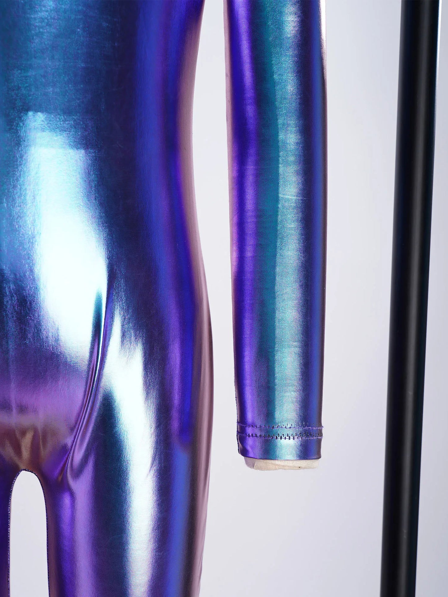 Kids Girls Metallic Shiny Ballet Dance Unitards Figure Skating Acrobatics Gymnastics Leotard One Shoulder Long Sleeve Jumpsuit