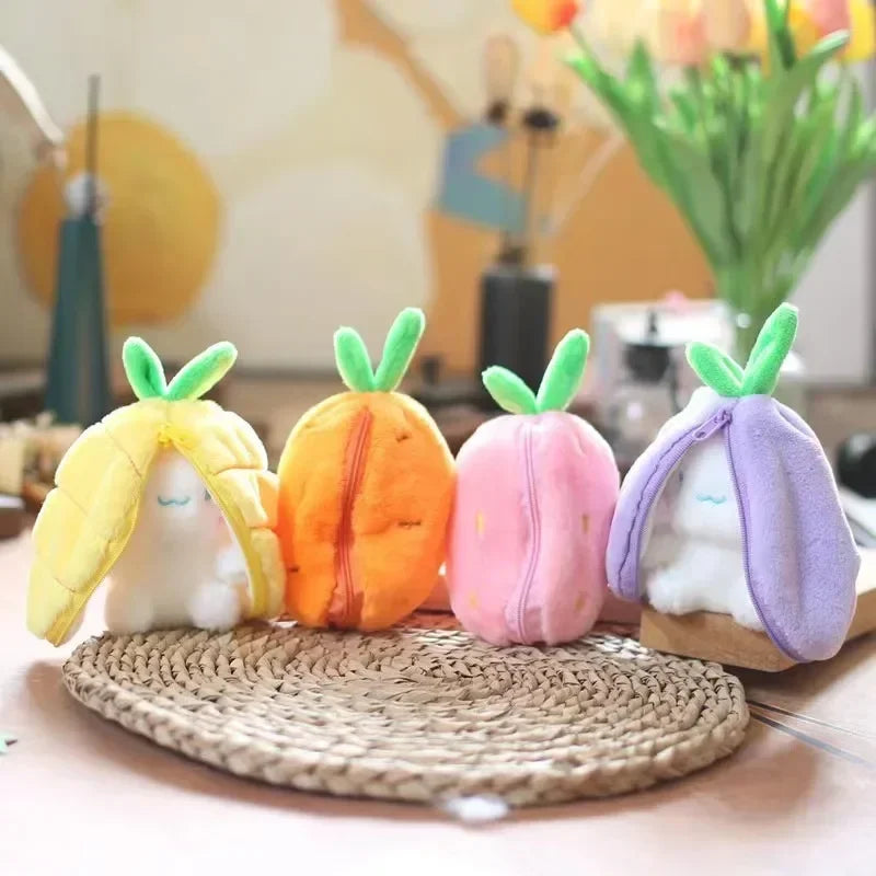 Creative Doll New Design Toys Cute Fruit Mini Bag Key Chains Light Pendant Soft Rabbit Car Plush Keychain Easter Gifts