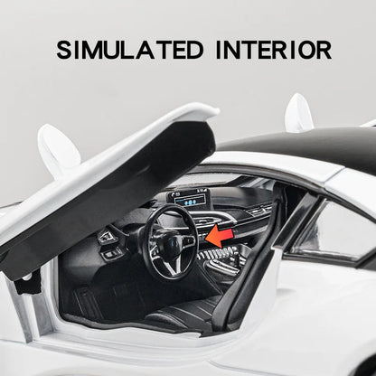 BMW I8 Sports Car Alloy Diecast 1:22 Model Car Vehicle Collection Simulation Sound & Light Toy Car Gifts