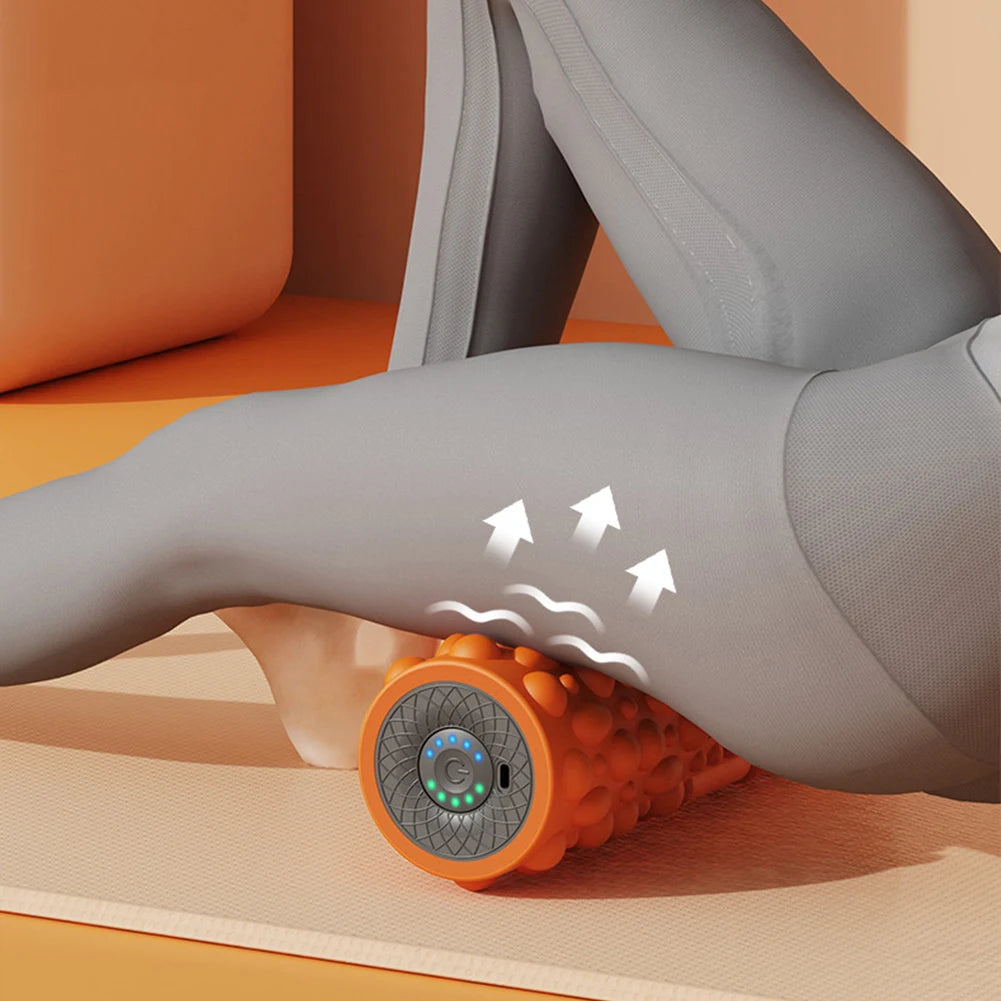 Electric Vibrating Foam Roller Massage Column Rechargeable Exercise Roller 5 Modes Muscle Roller for Yoga Pilates