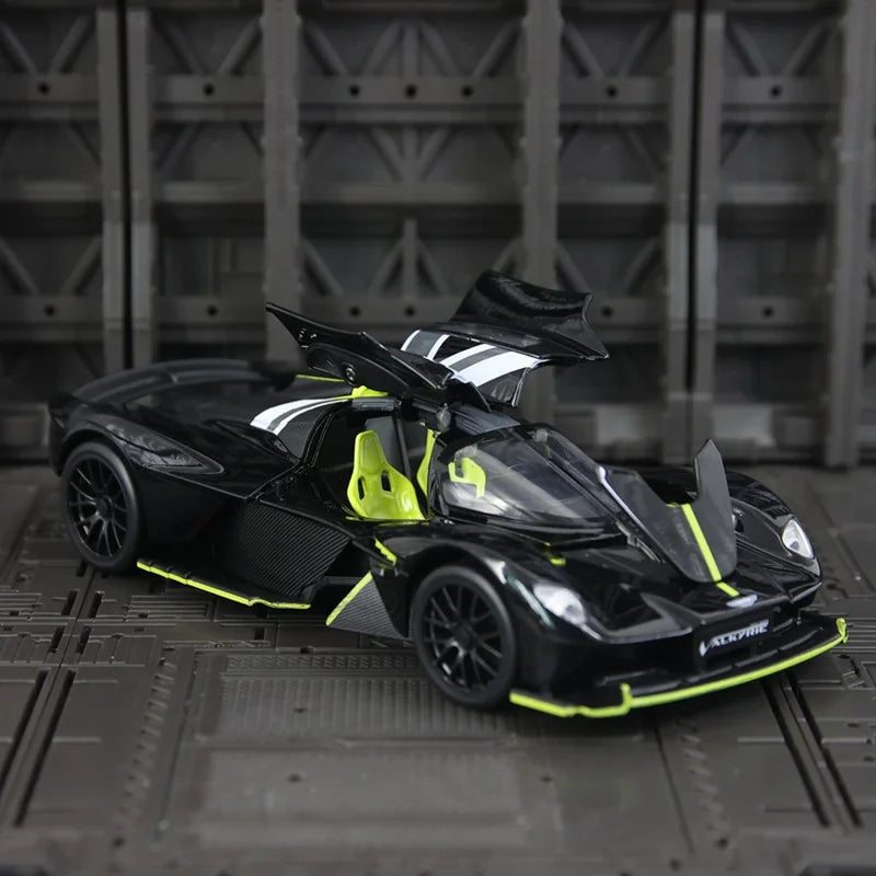 Aston Martin Valkyrie 1:23 Alloy Sports Car Model Diecast Metal Super Racing Vehicle Car Model Sound and Light Toy Gift