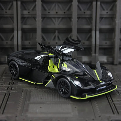 Aston Martin Valkyrie 1:23 Alloy Sports Car Model Diecast Metal Super Racing Vehicle Car Model Sound and Light Toy Gift