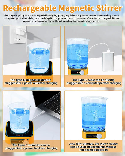 Mini Magnetic Stirrer, 3000ml  Stirrers for Low Viscosity Liquid, No Heating Basic/Rechargeable 3000RPM
