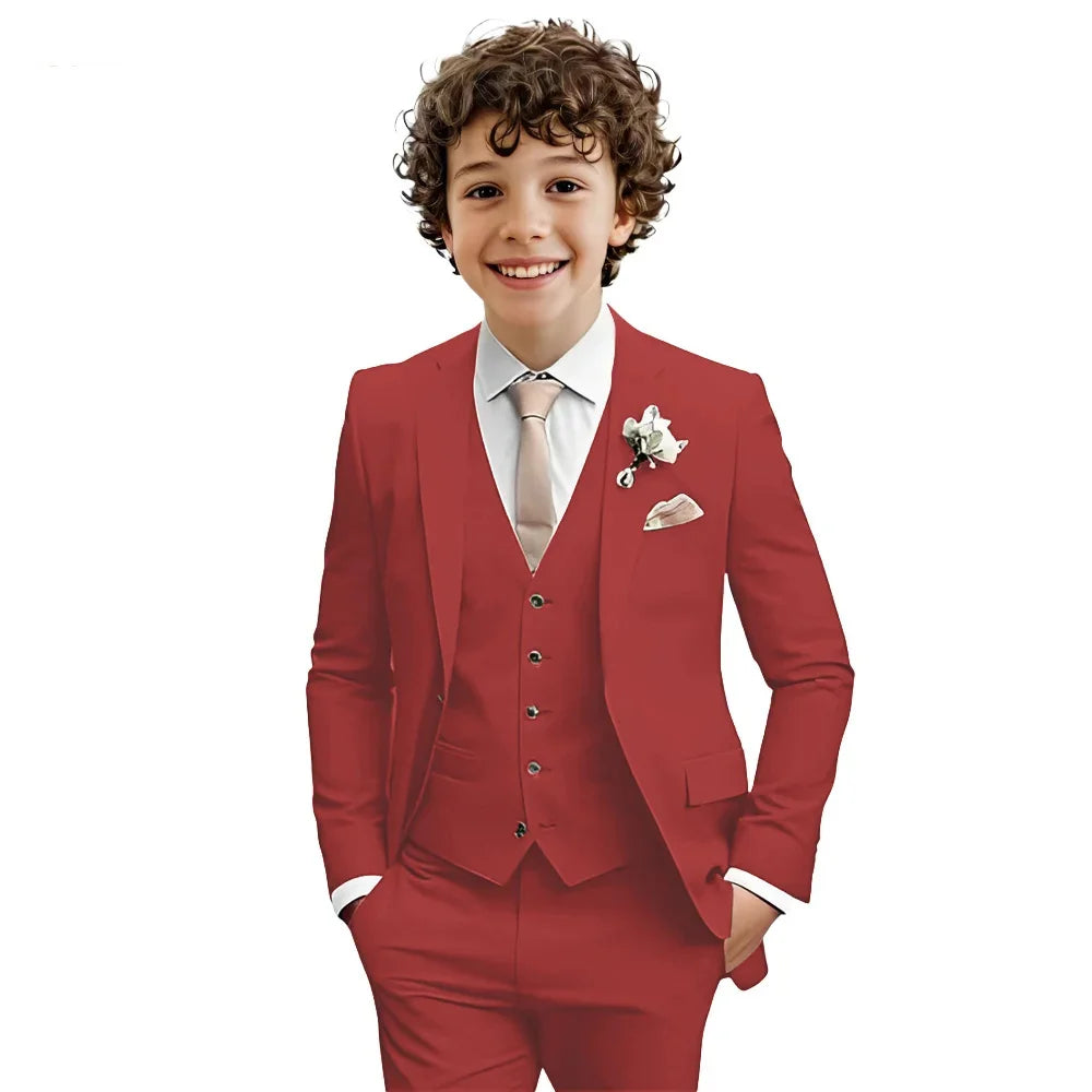 Multi-colors Boys Suit Set 3 Pieces Formal Outfit For Wedding Elegant Notched Lapel Kids Slim Fit Suits Party Tuxedo 2-20T