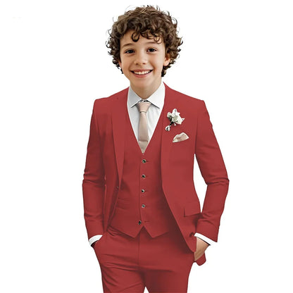 Multi-colors Boys Suit Set 3 Pieces Formal Outfit For Wedding Elegant Notched Lapel Kids Slim Fit Suits Party Tuxedo 2-20T