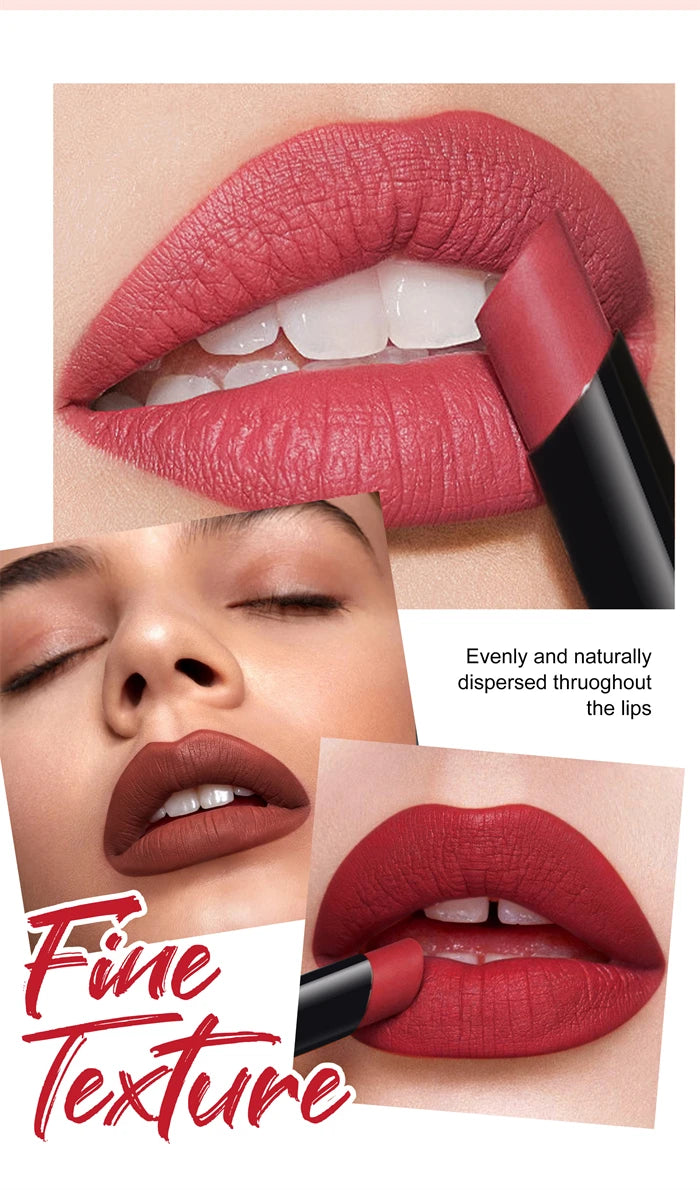 Matte Lipstick Pencil Waterproof Long Lasting Non-Stick Cup Sexy Red Matte Solid Lip Gloss Nude Pink Lipstick Pen Makeup -6 Colors