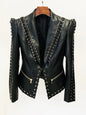 HIGH QUALITY Newest Fashion 2026 Designer Jacket Women's Rope Lacing Up Slim Fitting Leather Blazer