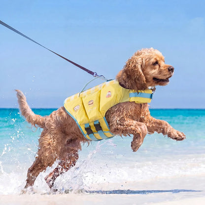 Waterproof Dog Life Jacket Breathable High Buoyancy Dog Swimming Suit Adjustable Thick Sponge Pad Dog Life Preserver Swimming