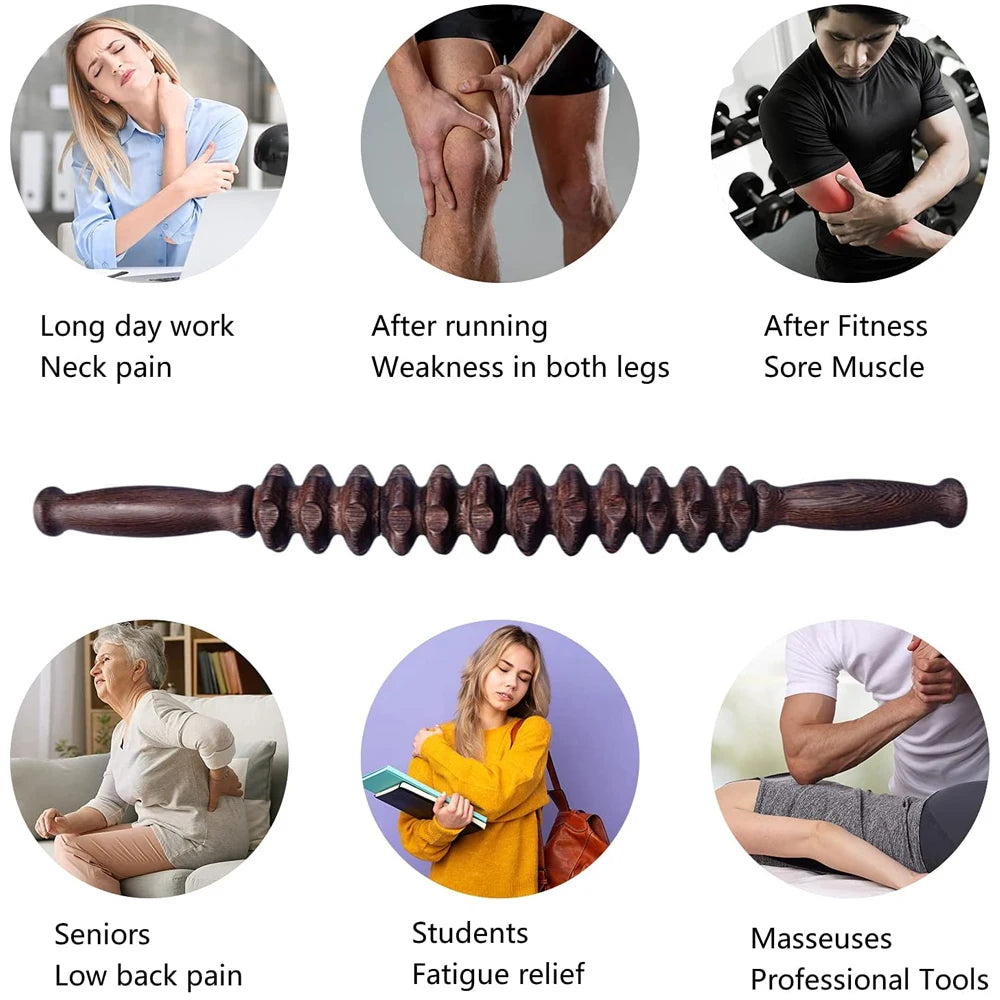 Wooden Exercise Roller Gua Sha Handheld Cellulite Blasters Sports Injury Body Trigger Point Muscle Roller Sticks Massager