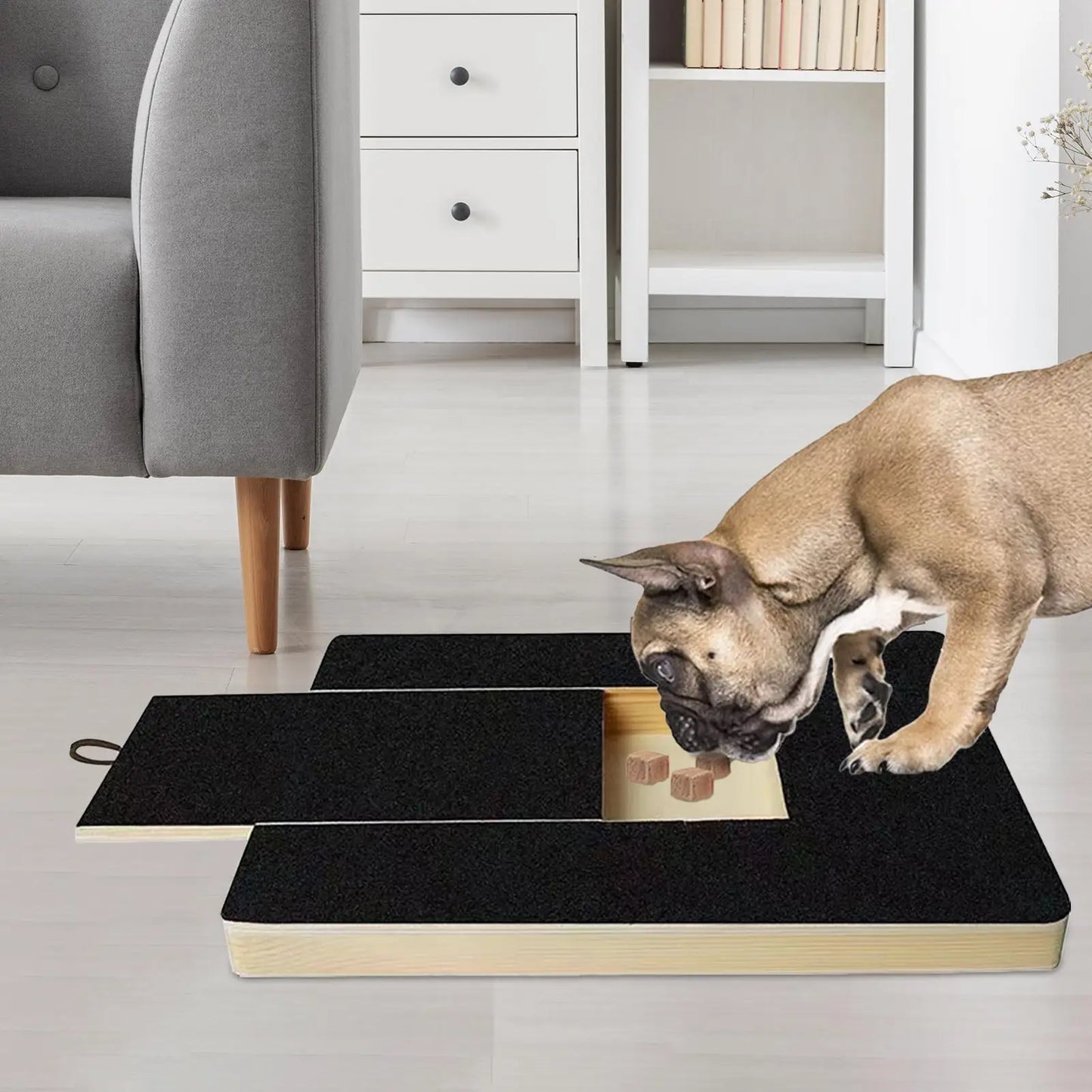 Wooden Dog Nail Scraper - Sandpaper Surface Safe Trimming Sliding Treat Storag, Toy Scratcher,Stress Relief Durable Easy-clean