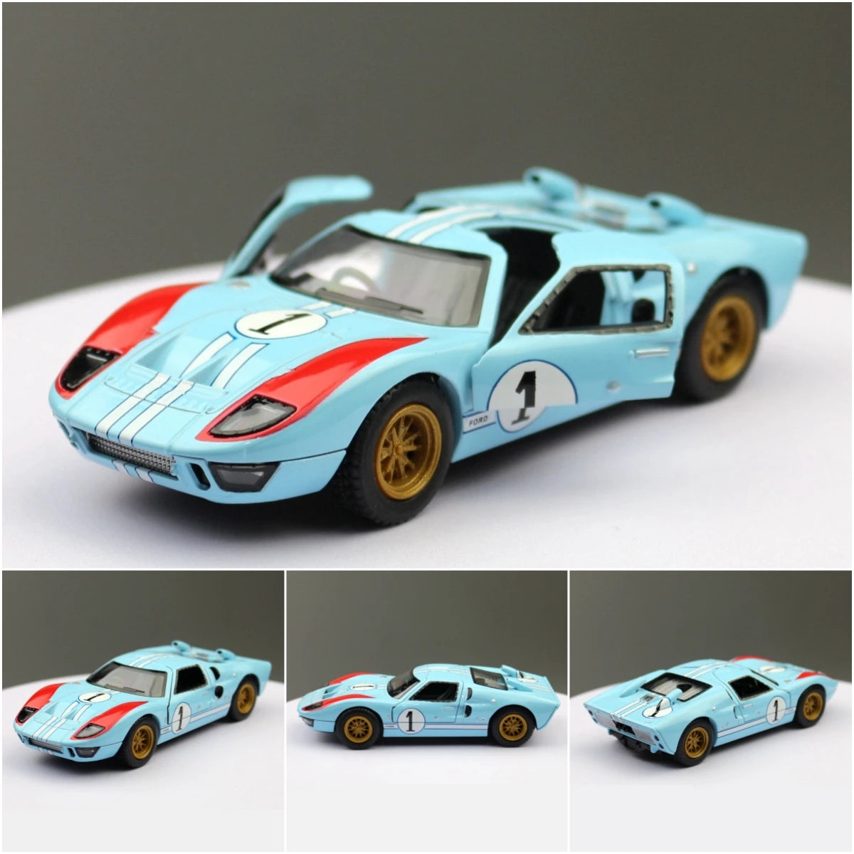 KiNSMART Toy Car Model 1/32 1966 Ford GT40 MKII Racing Rally Alloy Diecast Miniature Vehicle Collection Gift For Children Boy