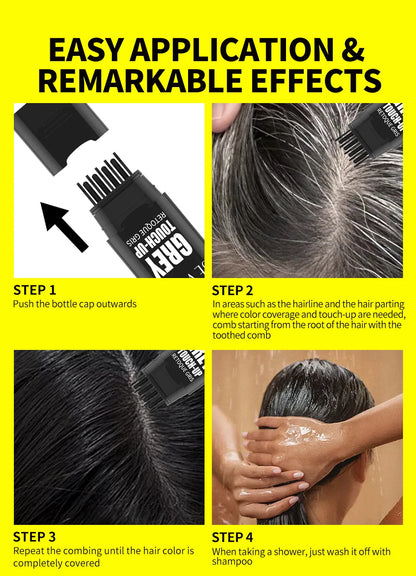 Waterproof Quick Hair Dye Stick with Comb Temporary Long-Lasting Hair Color Stick Disposable Fast Gray Coverage Hair Color Pen