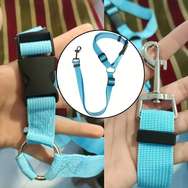 Pet Dog and Cat Seat Belt Car Headrest Restraint Adjustable Safety Rope Car Seat Belt Dog Accessories for Small Dogs (1Pc)