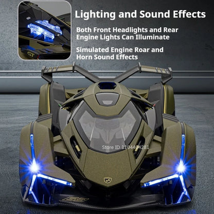 Lambor V12 Apollo EVO 1:18 Model Car Diecast Alloy Car Doors Opened Sound Light Pull Back Miniature Sportscar Collect Decoration