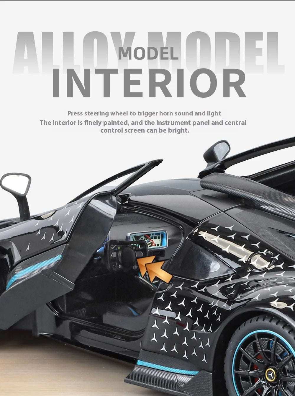 Large 1/18 alloy die-cast AMG-ONE sports car model simulation sound and light adult collection gift