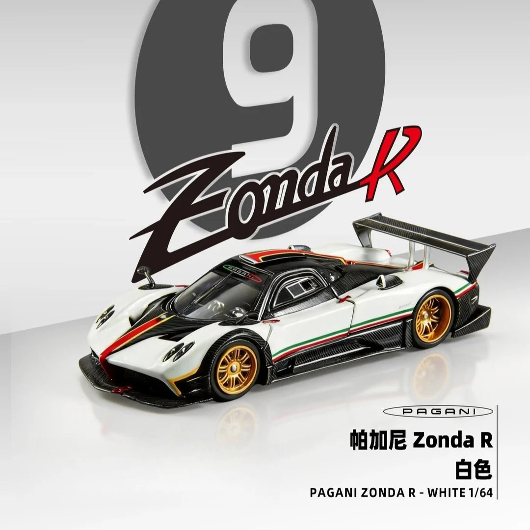 New Almost Real AR Box 1:64 Scale Pagani Zonda R Matte Carbon Fiber White HEC Alloy Car Collection Diecast Model Toys Gift