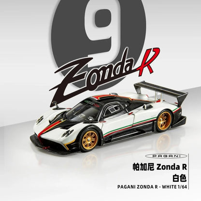 New Almost Real AR Box 1:64 Scale Pagani Zonda R Matte Carbon Fiber White HEC Alloy Car Collection Diecast Model Toys Gift