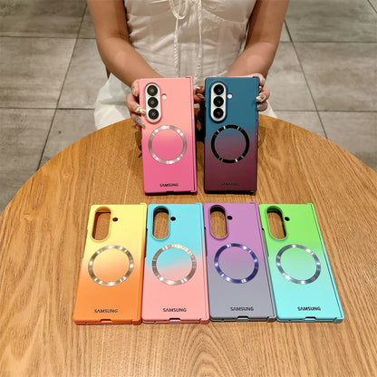 Soft Liquid Silicone Gradient Magnetic Case for Samsung Galaxy Z Fold 7 6 5 4 Zfold3 Case For Magsafe Charging Shockproof Cover