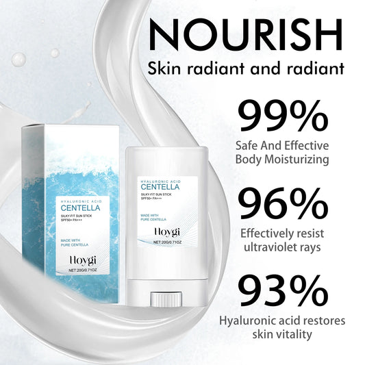 Hoygi Hyaluronic Acid Sunscreen Stick Broad Spectrum SPF 50+ Hydrating Non-Greasy Fast Absorbing for Face and Body On-The-Go