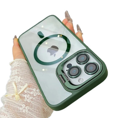 Luxury Magnetic Ring Stand Case For Magsafe For iPhone 17 16 15 14 Plus 13 12 Pro Max Wireless Charge Case With Lens Protector