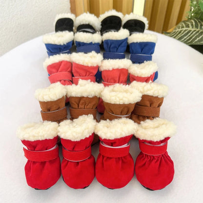 Winter Waterproof 4Pcs Warm Non-slip Snow Boots for Small Breeds Dogs Puppy Outdoor Walking Dog Socks Bootie Pet Paw Care