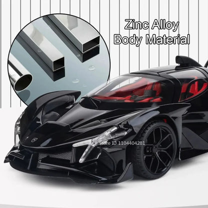 Lambor V12 Apollo EVO 1:18 Model Car Diecast Alloy Car Doors Opened Sound Light Pull Back Miniature Sportscar Collect Decoration