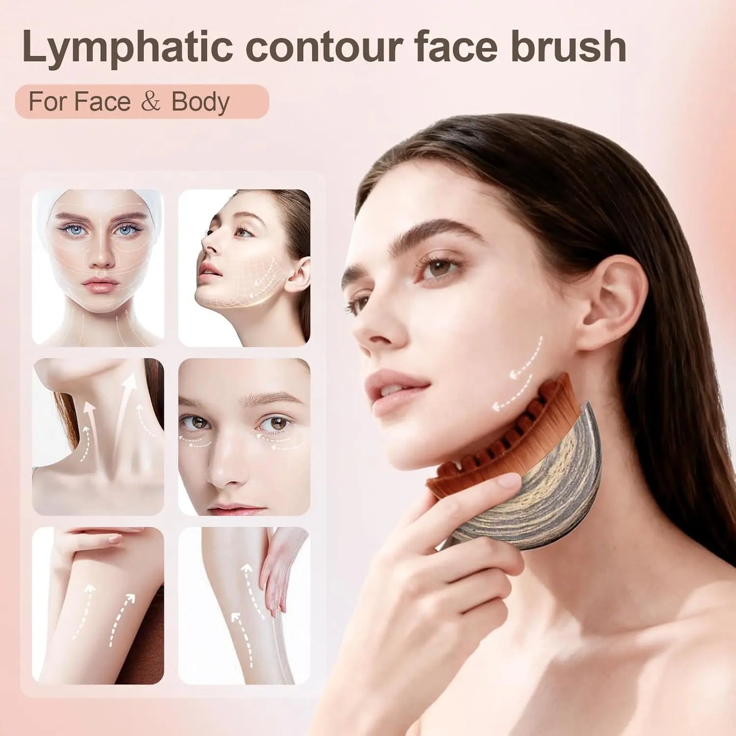 Facial Lymphatic Contour Brush–Ergonomic Dry Brush for Face,Jawline&Chin Sculpting,Lymphatic Massage,Skin Lifting, Anti-Puffine