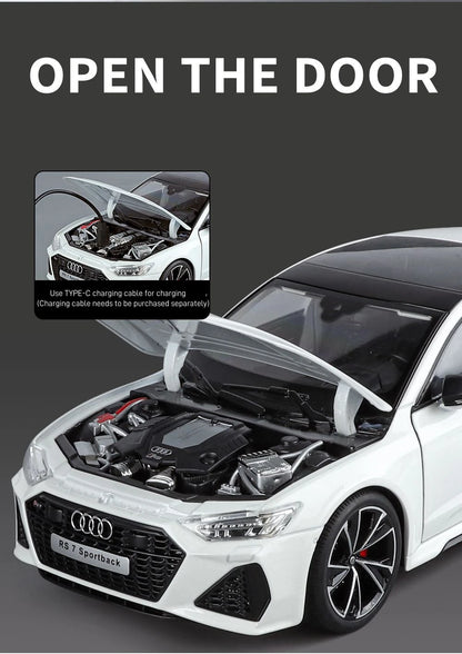 Key Remote Control Version 1:18 AUDI RS7 Alloy Sports Car Model Diecast Metal Racing Vehicle Car Model Sound Light Toy Gift