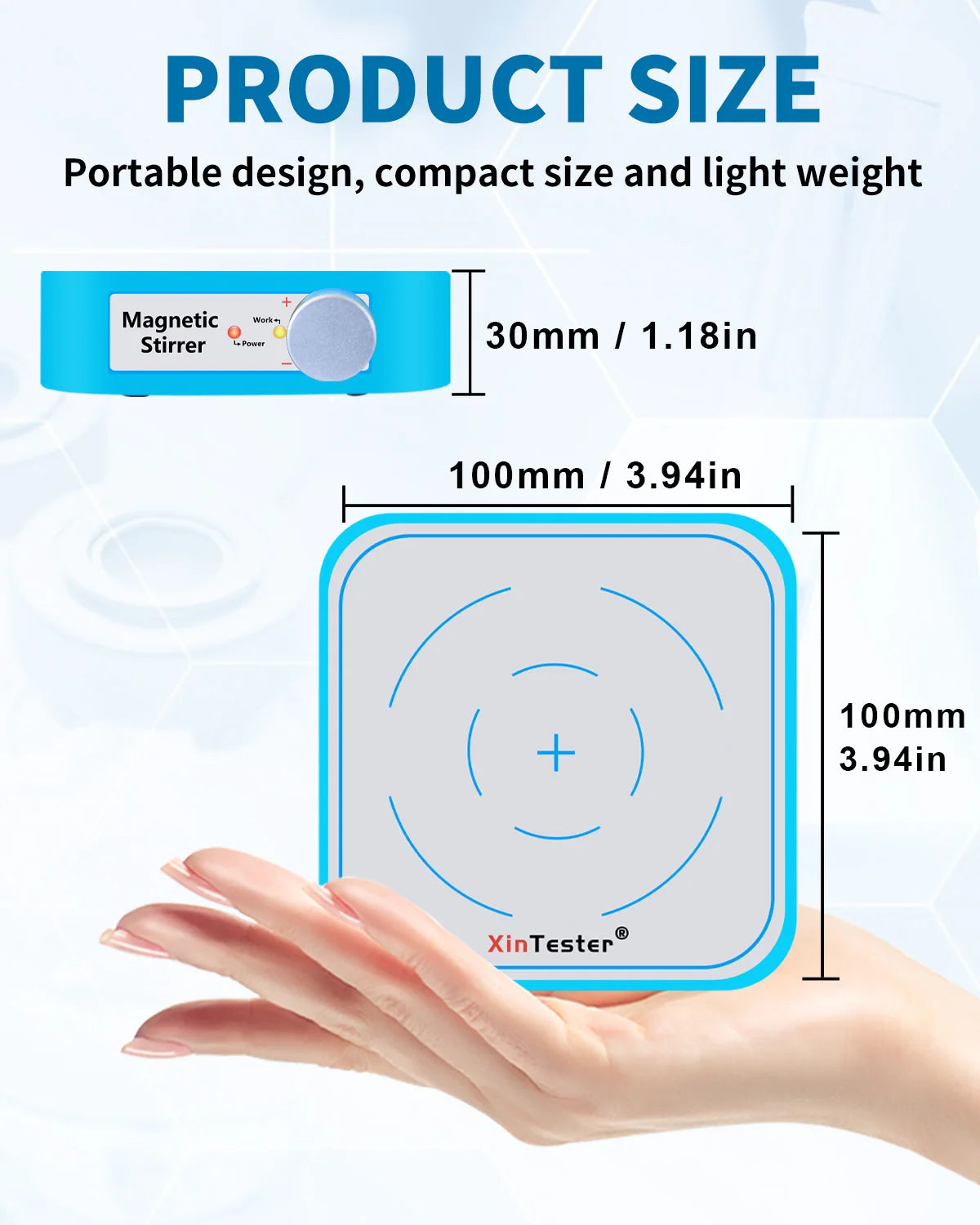 Xin Teste 3000RPM Mini Magnetic Stirrer, 3000ml  Stirrers for Low Viscosity Liquid, No Heating Basic/Rechargeable