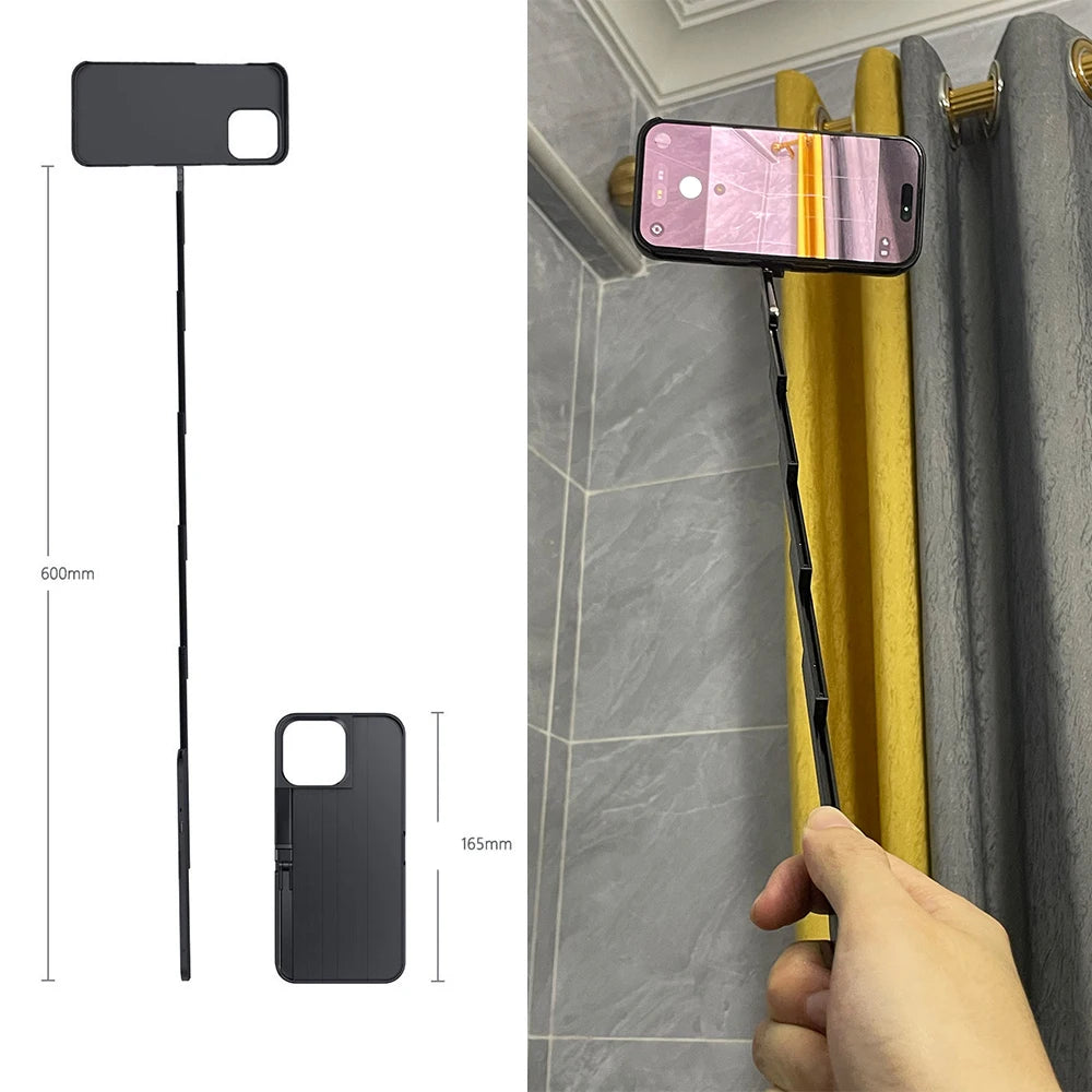 Multi-functional Case For iPhone 15 16 Pro/ProMax 60cm Built-In Selfie Stick For Bluetooth Connection Shockproof Cover Holder