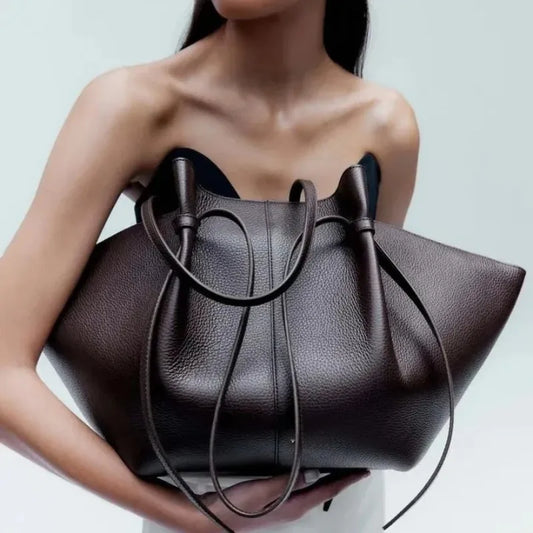 New leather shoulder bag, large capacity commuter women's bag, high-quality handbag, fashionable casual tote bag