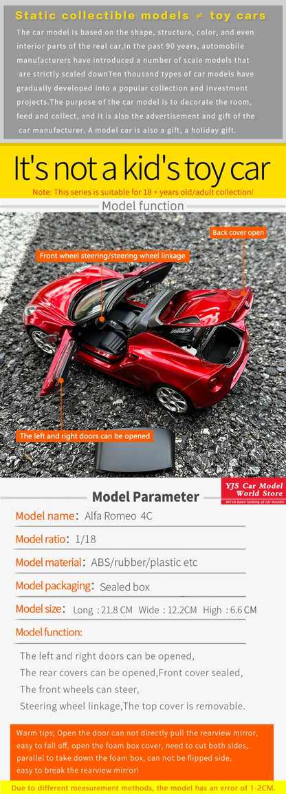AUTOART 1/18 Alfa Romeo 4C Car Model
