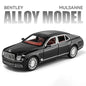 Diecast 1:24 Scale Bentley Mulsanne Alloy Model Car Collection Vehicle Simulation Sound & Light Metal Toy Gift