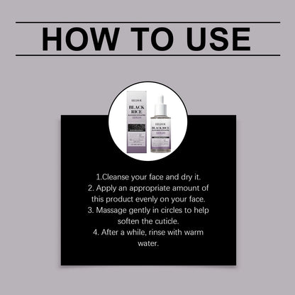 eelhoe Black Rice Exfoliating Serum Gentle Daily Facial Peel with Lactobionic Acid Squalane Hydrating Brightening Essence Glowing Skin
