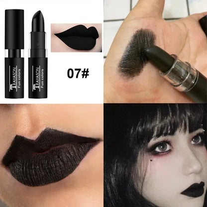 Nude Lipstick Matte Velvety Vampire Makeup Punk Black Lip Gloss Smooth Waterproof Lasting Durable Dark Paint Cosmetics -12 Colors