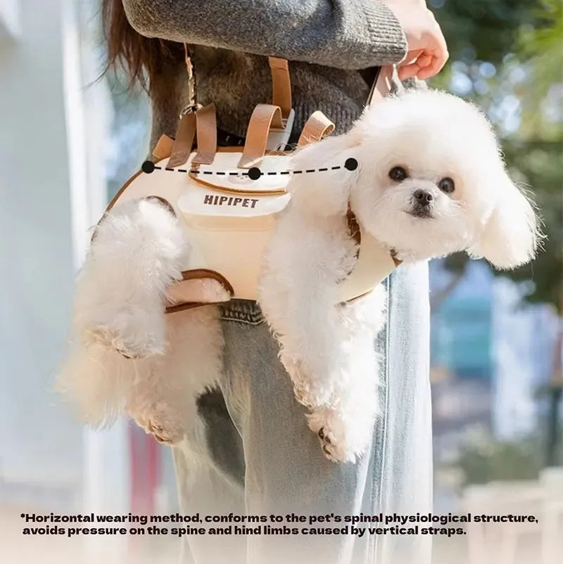 Portable multi-functional towing backpack, double-shoulder dog backpack, crossbody pet transport bag, breathable outdoor pet bag
