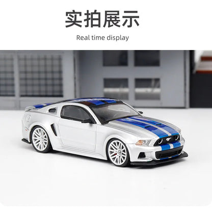 GDO & DCM 1:64 Ford Mustang GT NFS Silver Blue Need for Speed Movie Edition Alloy Car Model