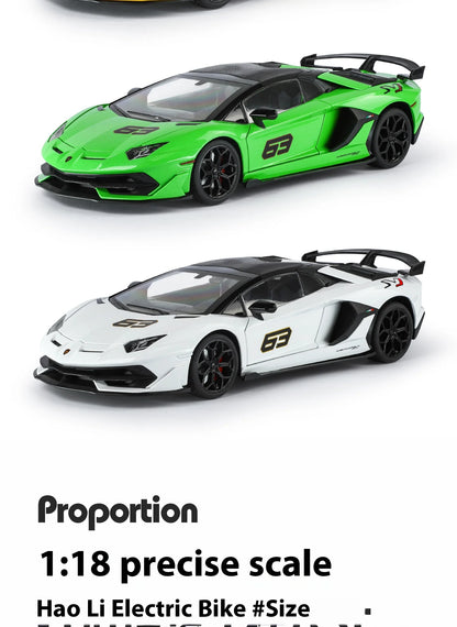 Large 1/18 Aventador SVJ Supercar Model Simulation Interior Details Adult Collection Ornaments