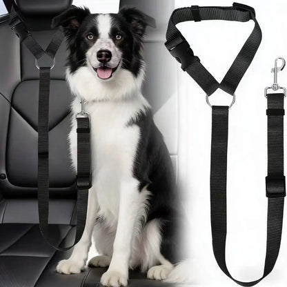 Pet car seat belt, nylon leash, rear seat belt, adjustable dog safety harness collar, pet accessories
