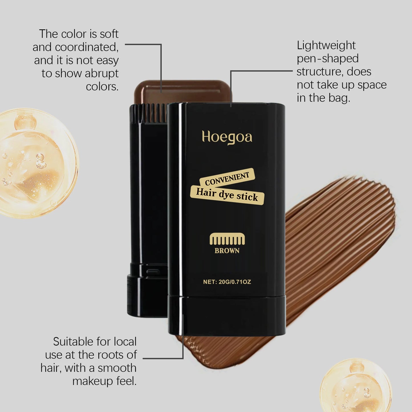 Waterproof Hair Dye Stick Quick Cover Gray White Hair Root Repair Black Brown Natural Hair Coloring Stick Easy Hairline Styling
