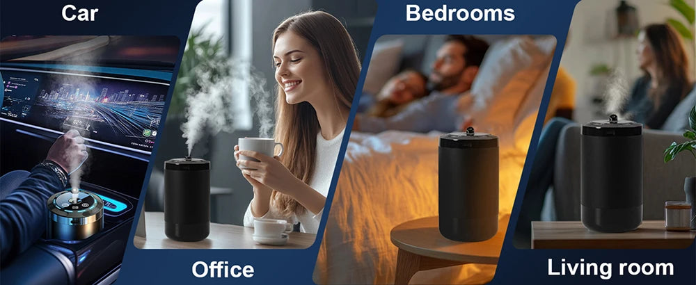 Smart Car Air Aromatherapy Diffuser Fragrance Car Air Fresheners Adjustable Humidifier Essential Oil Diffuser LED Ambient Light
