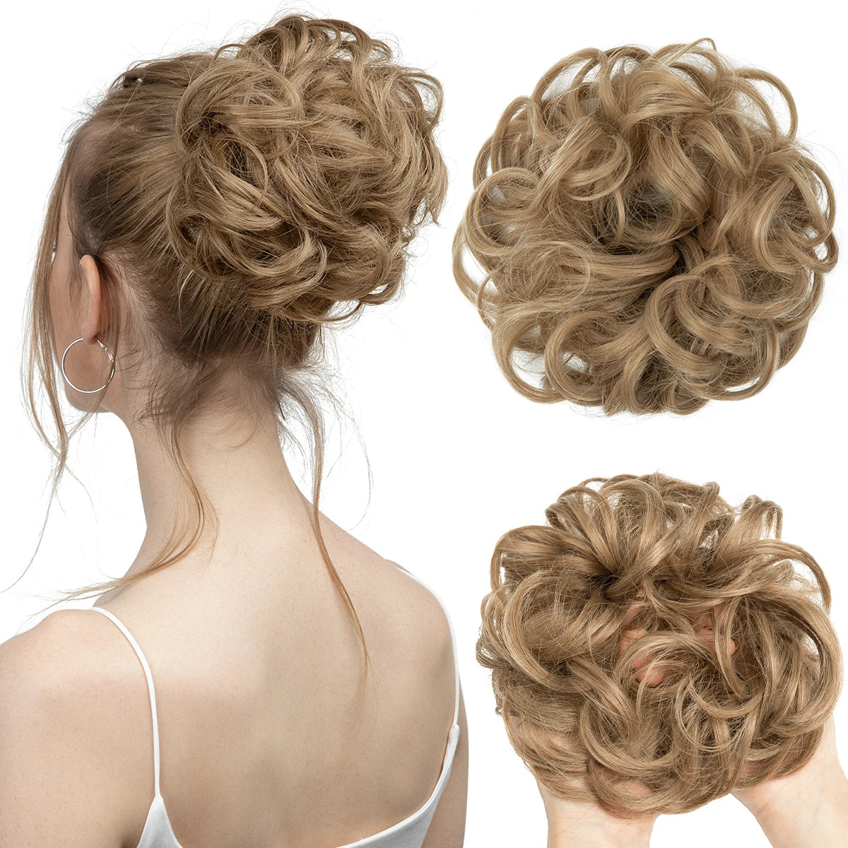 Synthetic Messy Hair Bun Extensions Big Curly Elastic Hair Scrunchies Hairpieces Chignon Donut Updo Hair Pieces for Women