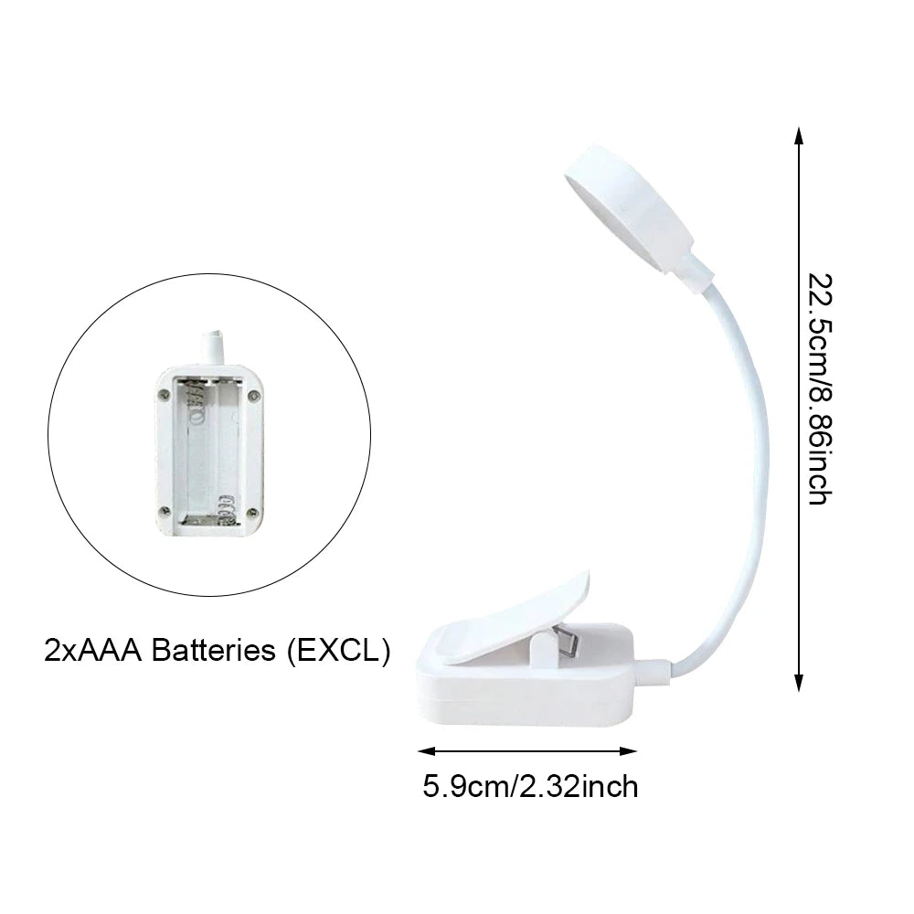 Runto LED Clip On Book Light Portable Reading Light Battery Powered 3 Color Eye Protection Stepless Dimmable Mini Desk Lamp