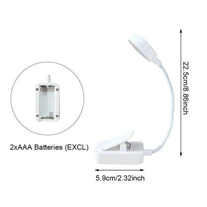 Runto LED Clip On Book Light Portable Reading Light Battery Powered 3 Color Eye Protection Stepless Dimmable Mini Desk Lamp