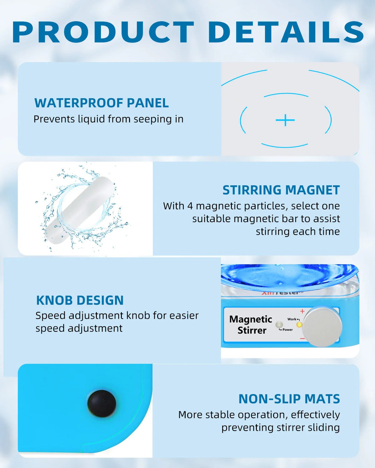 Xin Teste 3000RPM Mini Magnetic Stirrer, 3000ml  Stirrers for Low Viscosity Liquid, No Heating Basic/Rechargeable